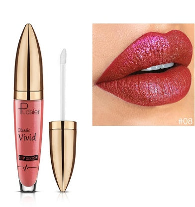 Pudaier matte pearlescent lip gloss non-stick cup diamond lip gloss