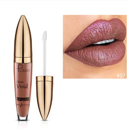 Pudaier matte pearlescent lip gloss non-stick cup diamond lip gloss