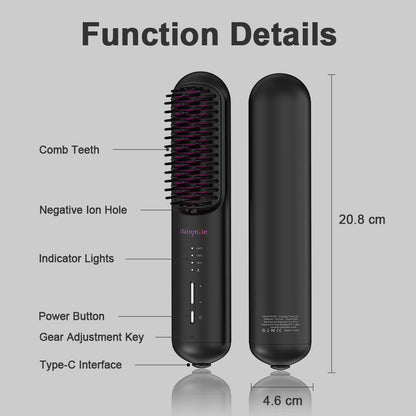 Portable USB Rechargeable Cordless Men Beard Hair Straightener Brush Mini Wireless 2 In 1 Woman Hair Straightener Comb